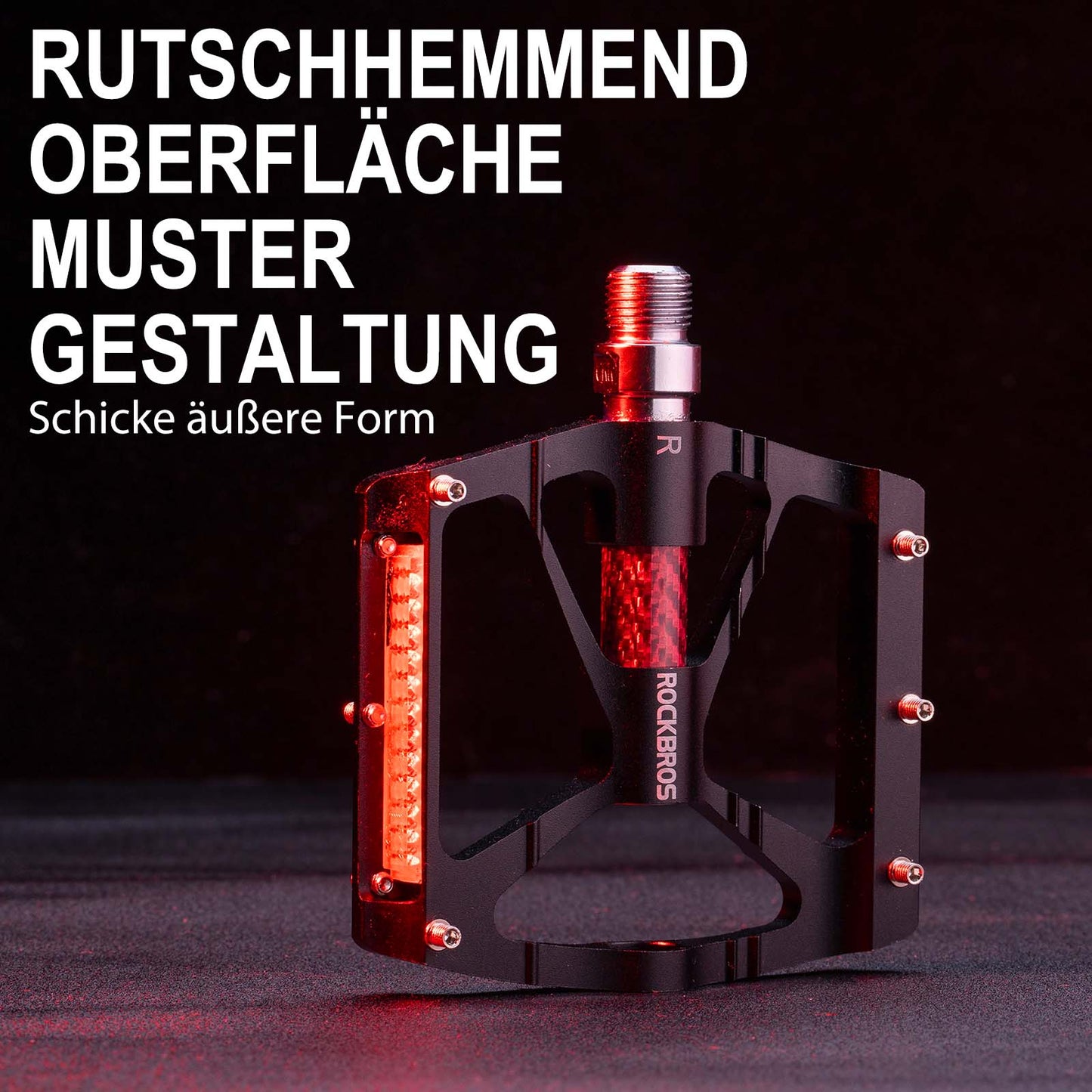 Alu Fahrradpedale 9/16 Zoll mit zwei PVC Reflektoren ROCKBROS