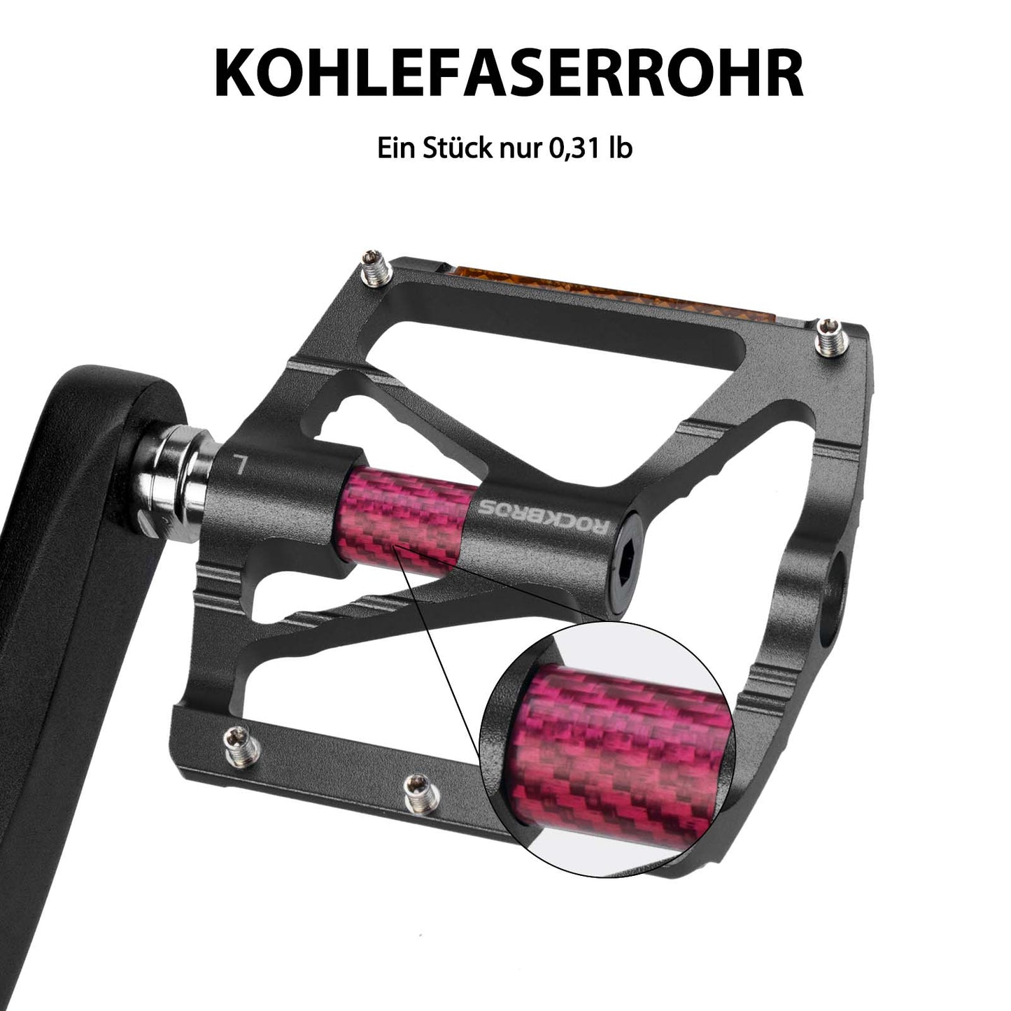Alu Fahrradpedale 9/16 Zoll mit zwei PVC Reflektoren ROCKBROS