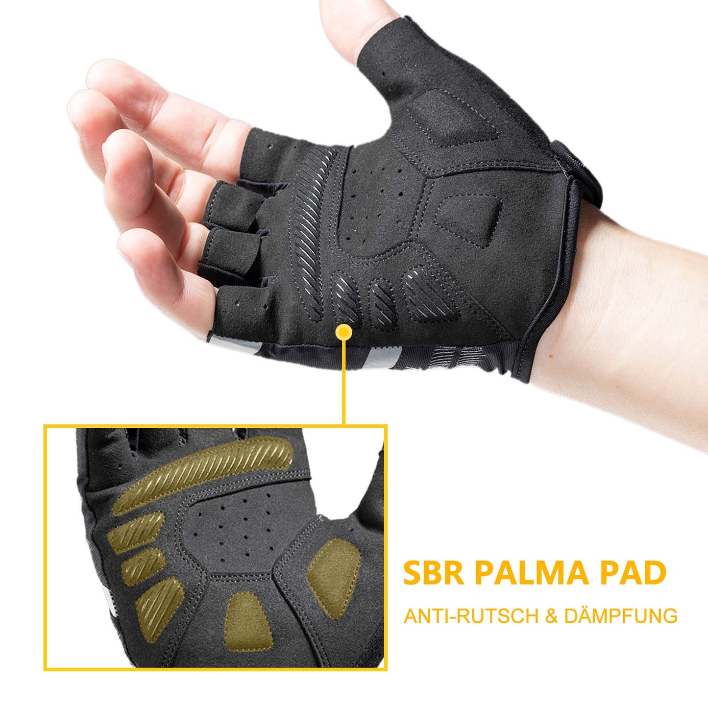 Antirutsch-Reithandschuhe mit reflektierenden Halbfingern S-XXL ROCKBROS