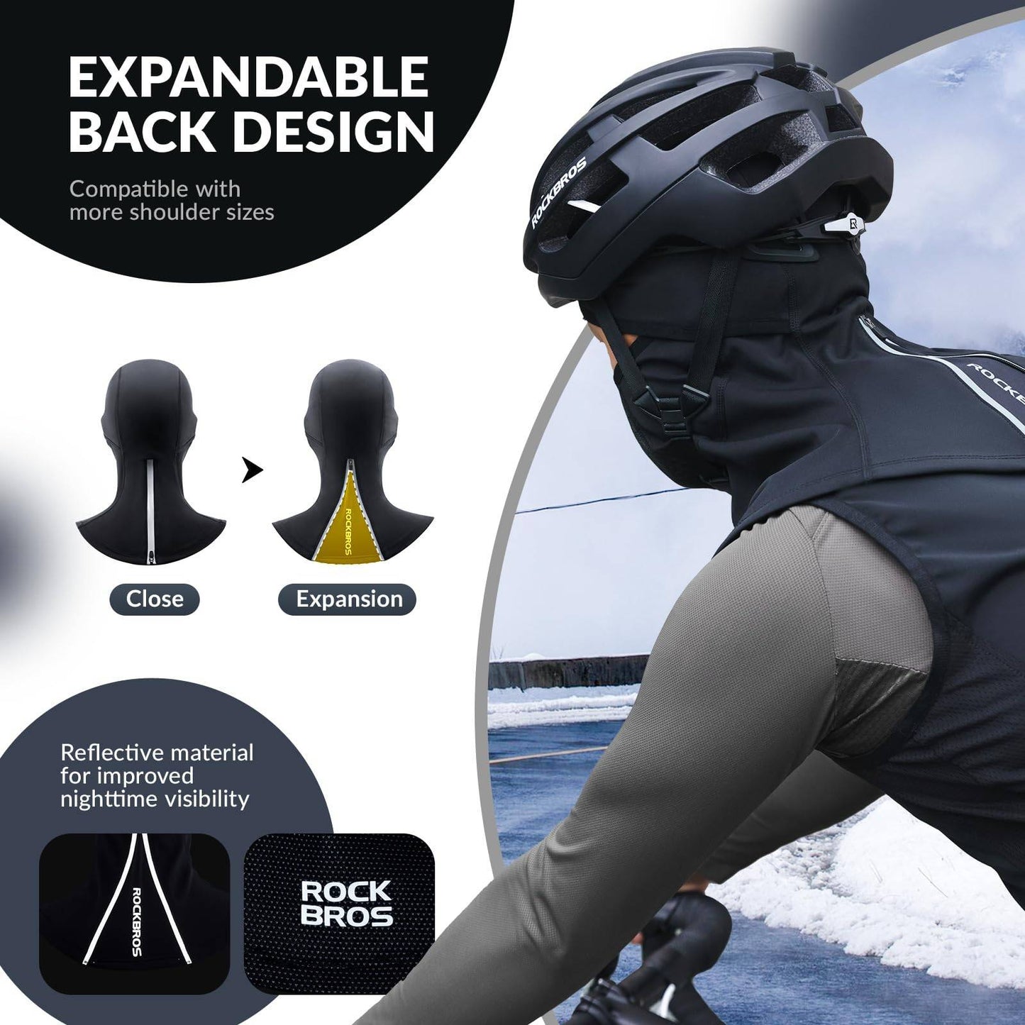 Balaclava Herbst Winter Skimaske Atmungsaktiv Gesichtshaube ROCKBROS