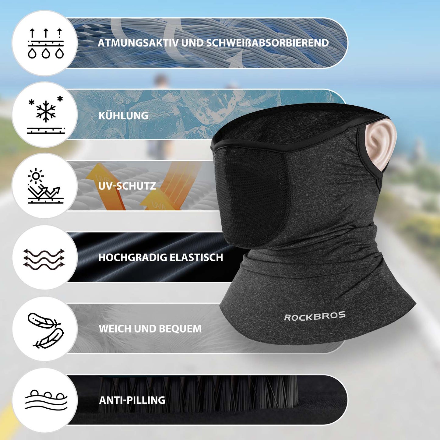 Balaclavas Multifunktion Atmungsaktiv Gesichtsbedeckung Unisex ROCKBROS