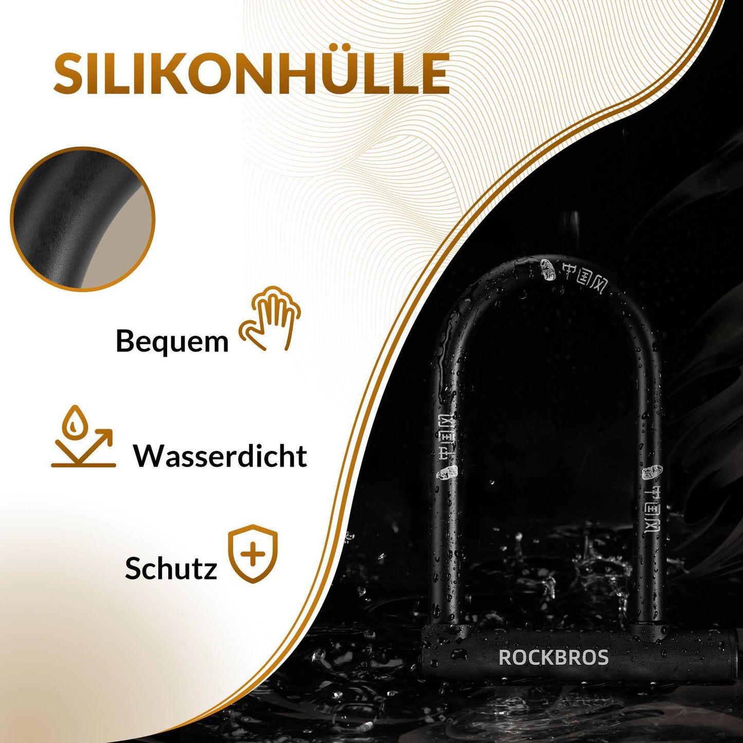 Bügelschloss Fahrradschloss Hohe Sicherheit Schlösser Wasserdicht ROCKBROS