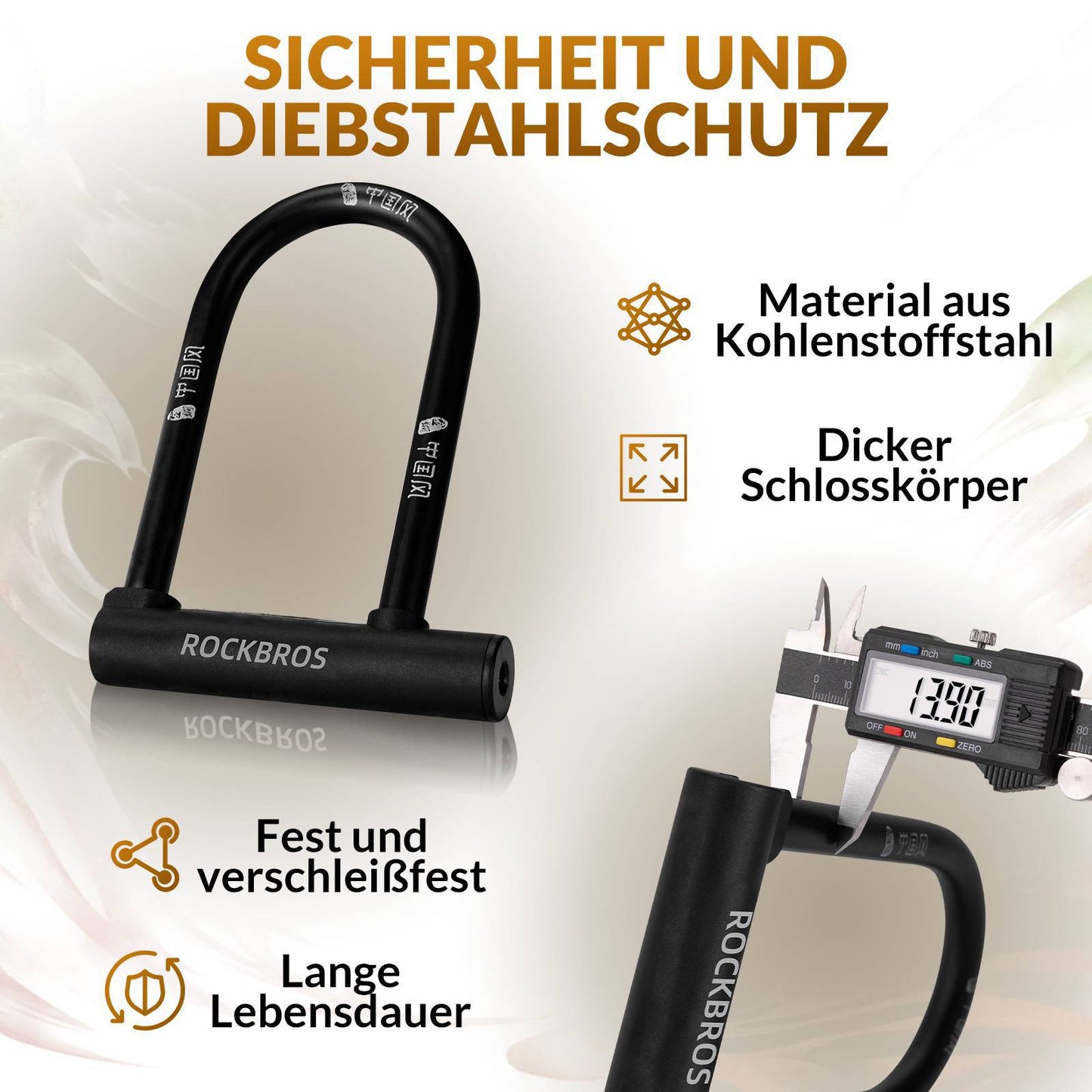 Bügelschloss Fahrradschloss Hohe Sicherheit Schlösser Wasserdicht ROCKBROS