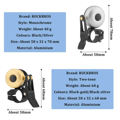 Classic Brass Fahrradklingel Mini Fahrradglocken 1-2 Ringtone ROCKBROS