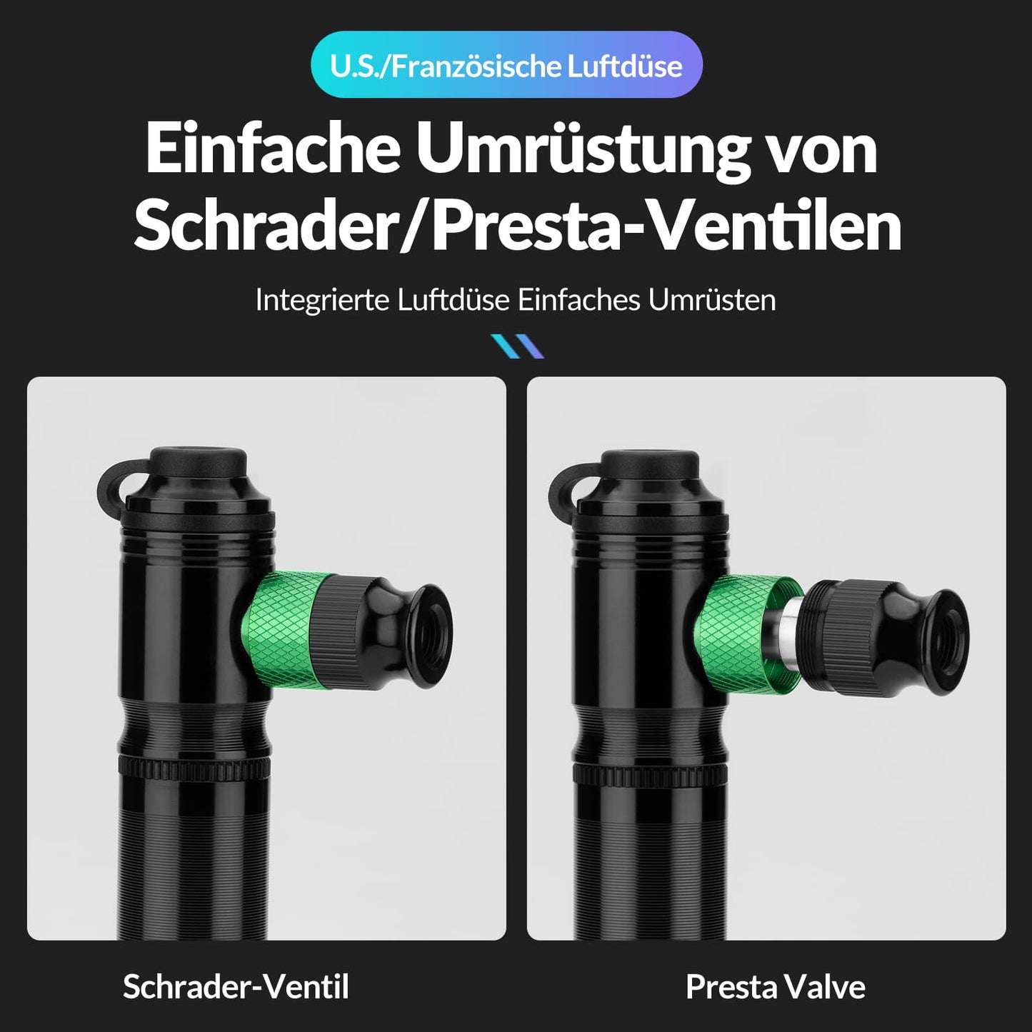 CO2 Fahrradpumpe 110 PSI Aluminium Minipumpe Schwarz ROCKBROS