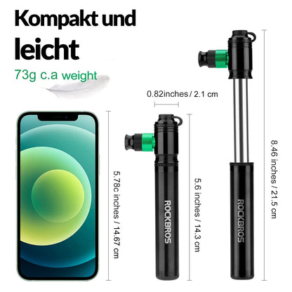 CO2 Fahrradpumpe 110 PSI Aluminium Minipumpe Schwarz ROCKBROS