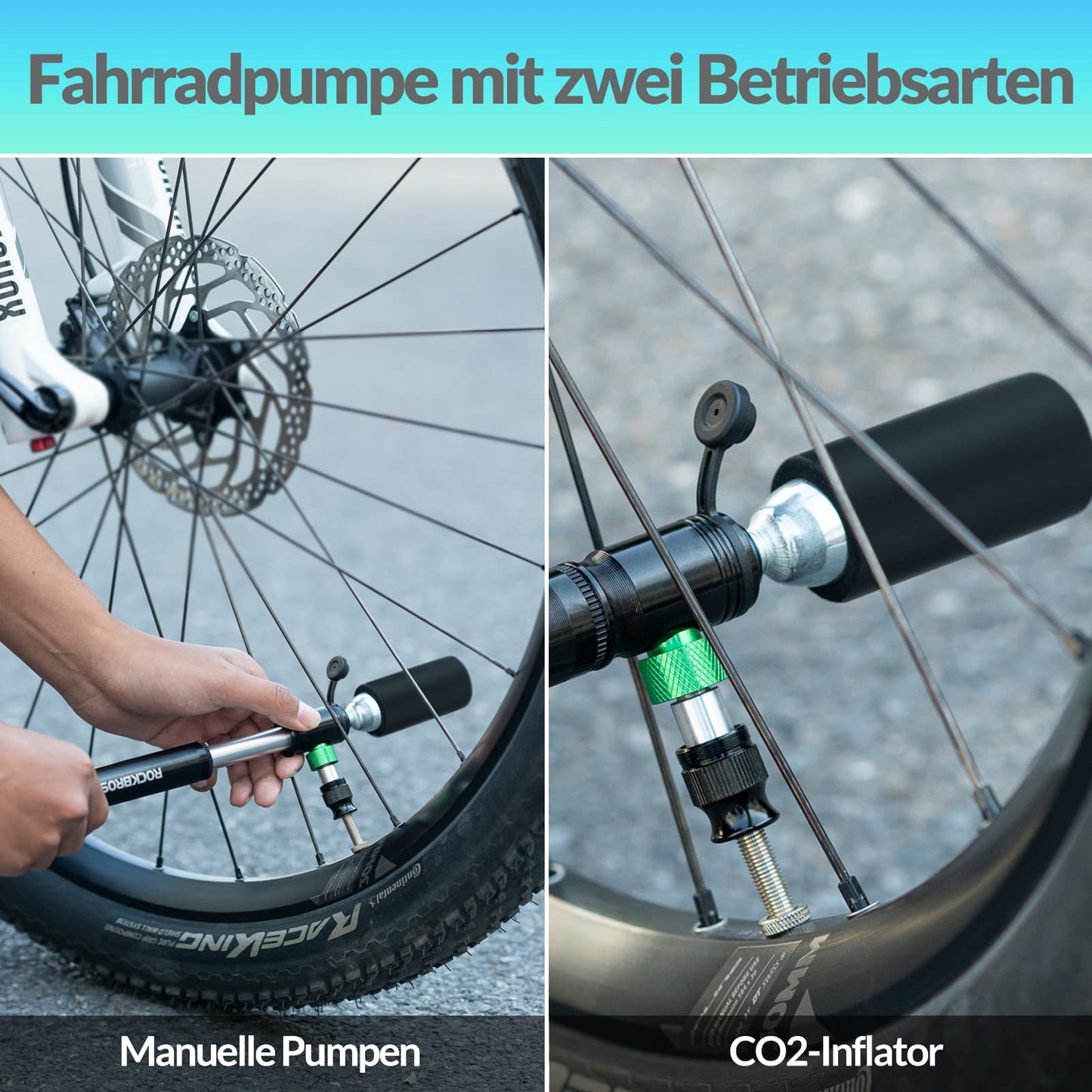 CO2 Fahrradpumpe 110 PSI Aluminium Minipumpe Schwarz ROCKBROS