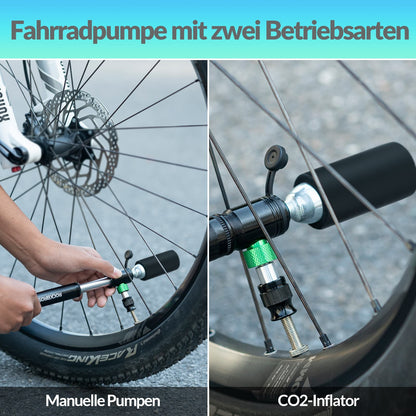 CO2 Fahrradpumpe 110 PSI Aluminium Minipumpe Schwarz ROCKBROS