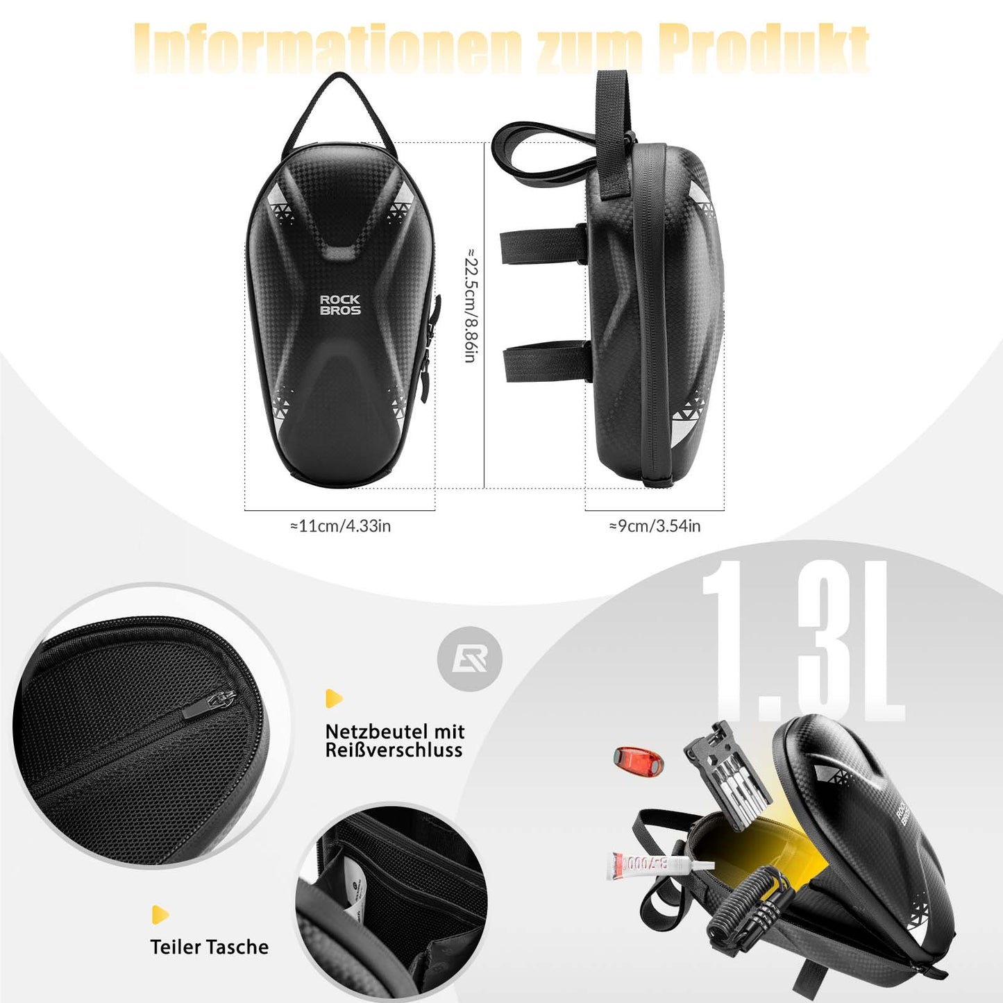 E Scooter Lenkertasche Wasserdicht Vordertasche mit USB-Anschlüsse ROCKBROS