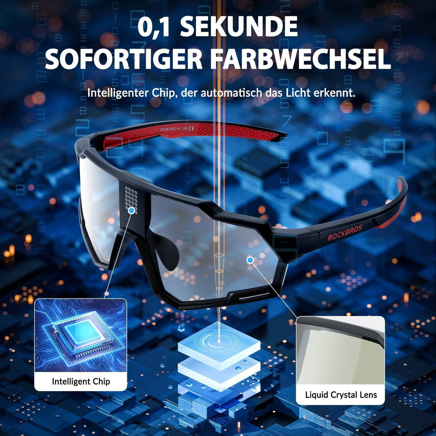 elektronische Selbsttönend Brille intelligente Fahrradbrille ROCKBROS