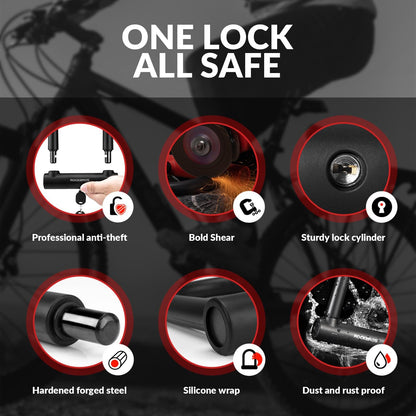 Fahrrad Bügelschloss für Fahrräder & Motorräder aus legiertem ROCKBROS