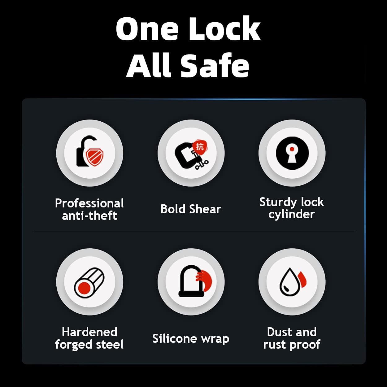 Fahrrad Bügelschloss für Fahrräder & Motorräder aus legiertem ROCKBROS