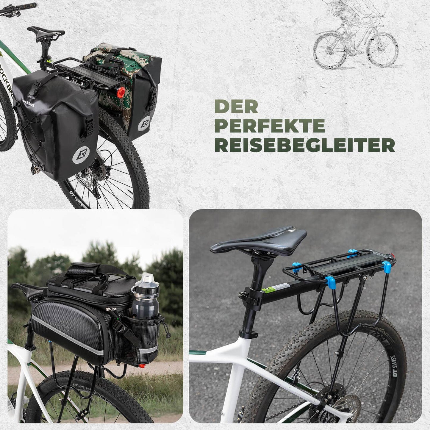 Fahrrad Gepäckträger mit Reflektor und Schnellspanner 24-29 Zoll ROCKBROS