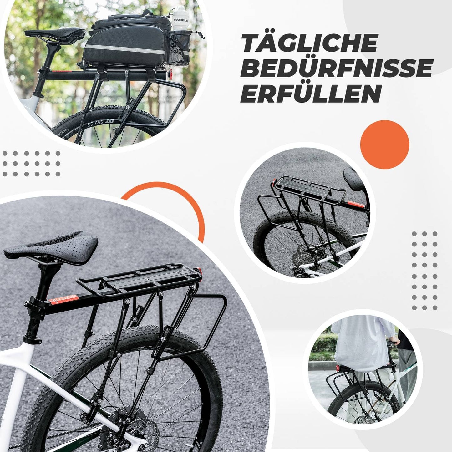 Fahrrad Gepäckträger Verstellbar mit Schnellspanner Reflektor ROCKBROS