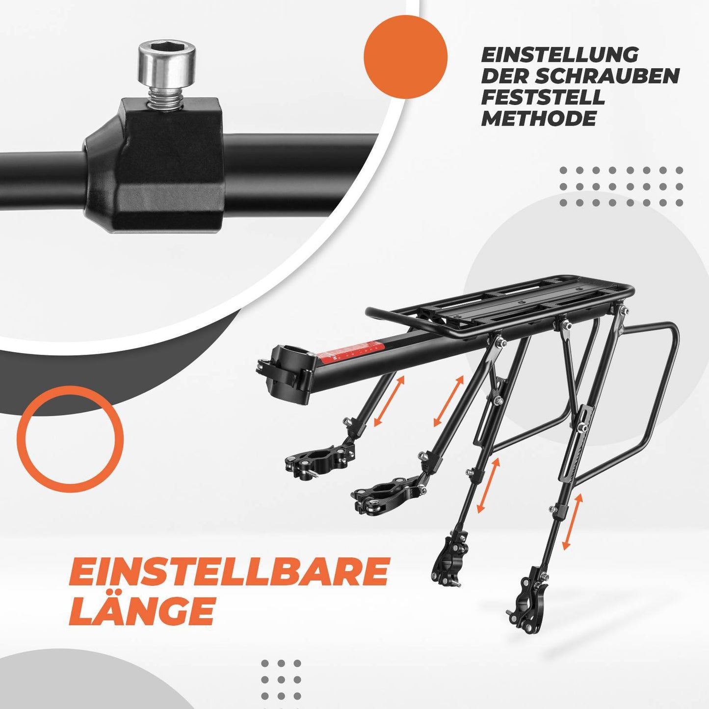 Fahrrad Gepäckträger Verstellbar mit Schnellspanner Reflektor ROCKBROS