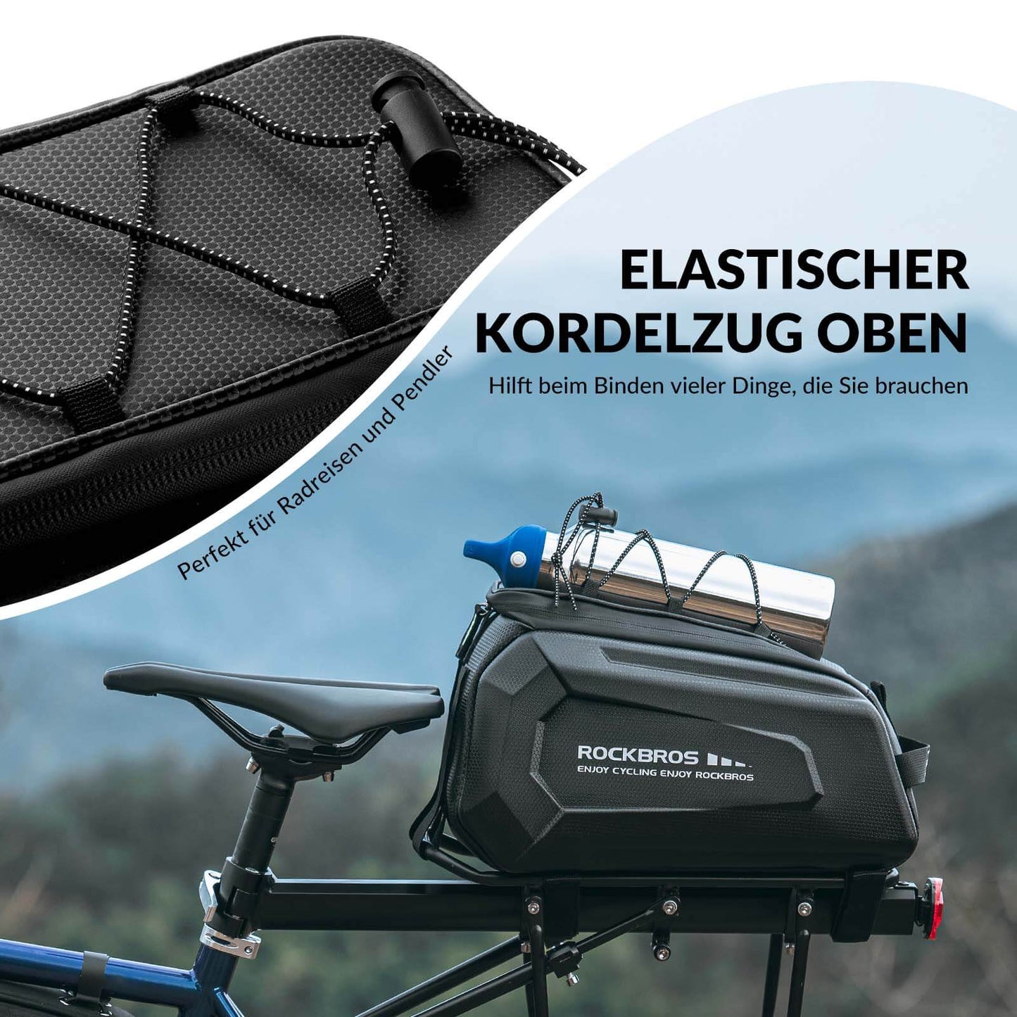 Fahrrad Gepäckträgertasche Wasserdicht 9L mit Regenschutz und Schultergurt ROCKBROS
