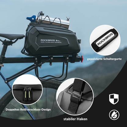 Fahrrad Gepäckträgertasche Wasserdicht 9L mit Regenschutz und Schultergurt ROCKBROS