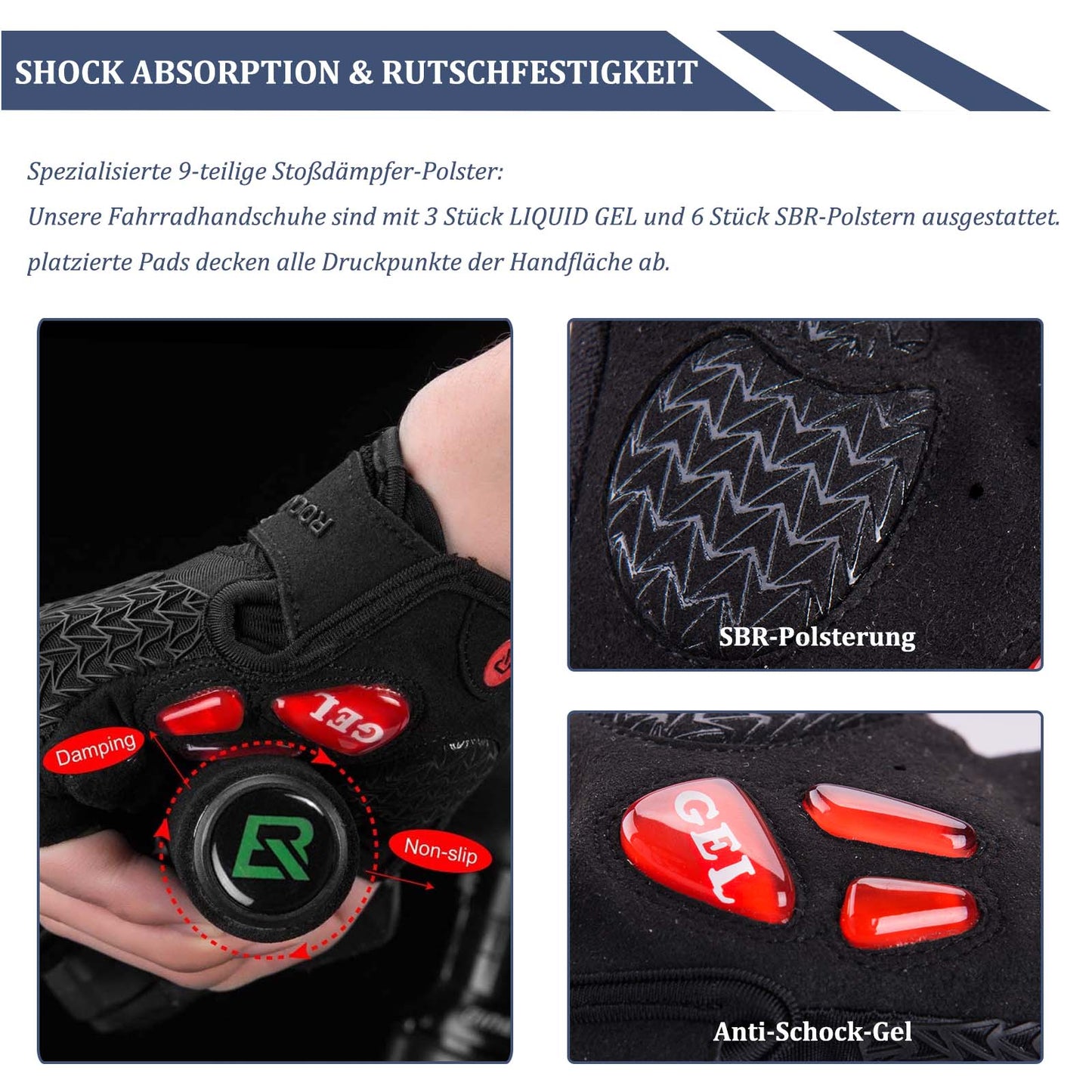 Fahrrad Handschuhe Damen Herren Halbfinger Fahrradhandschuhe ROCKBROS