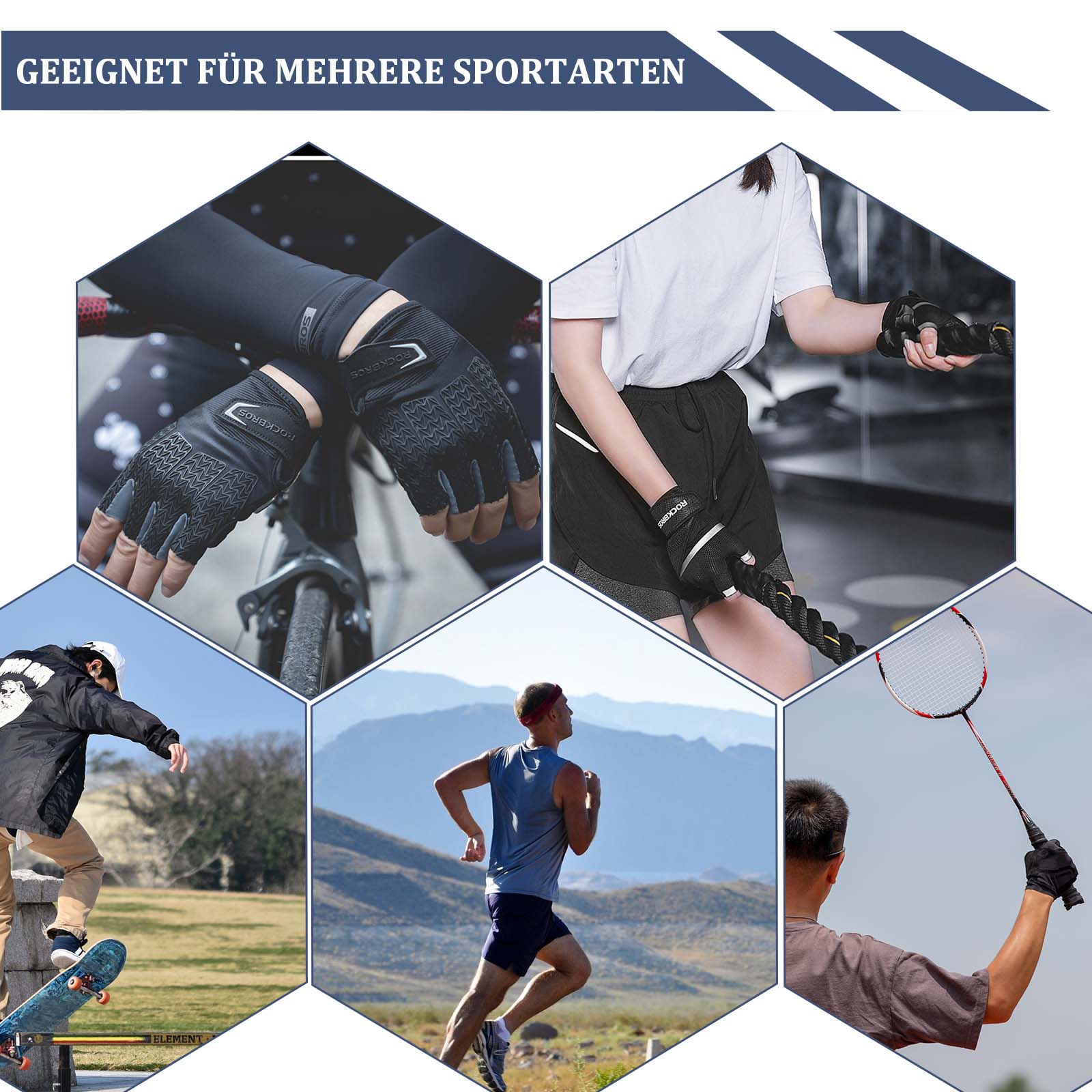 Fahrrad Handschuhe Damen Herren Halbfinger Fahrradhandschuhe ROCKBROS –