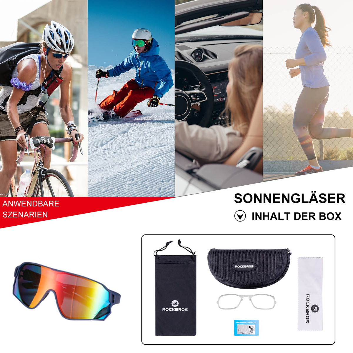 ROCKBROS 10134 Fahrradbrille Polarisiert Sonnenbrille mit UV400-Schutz