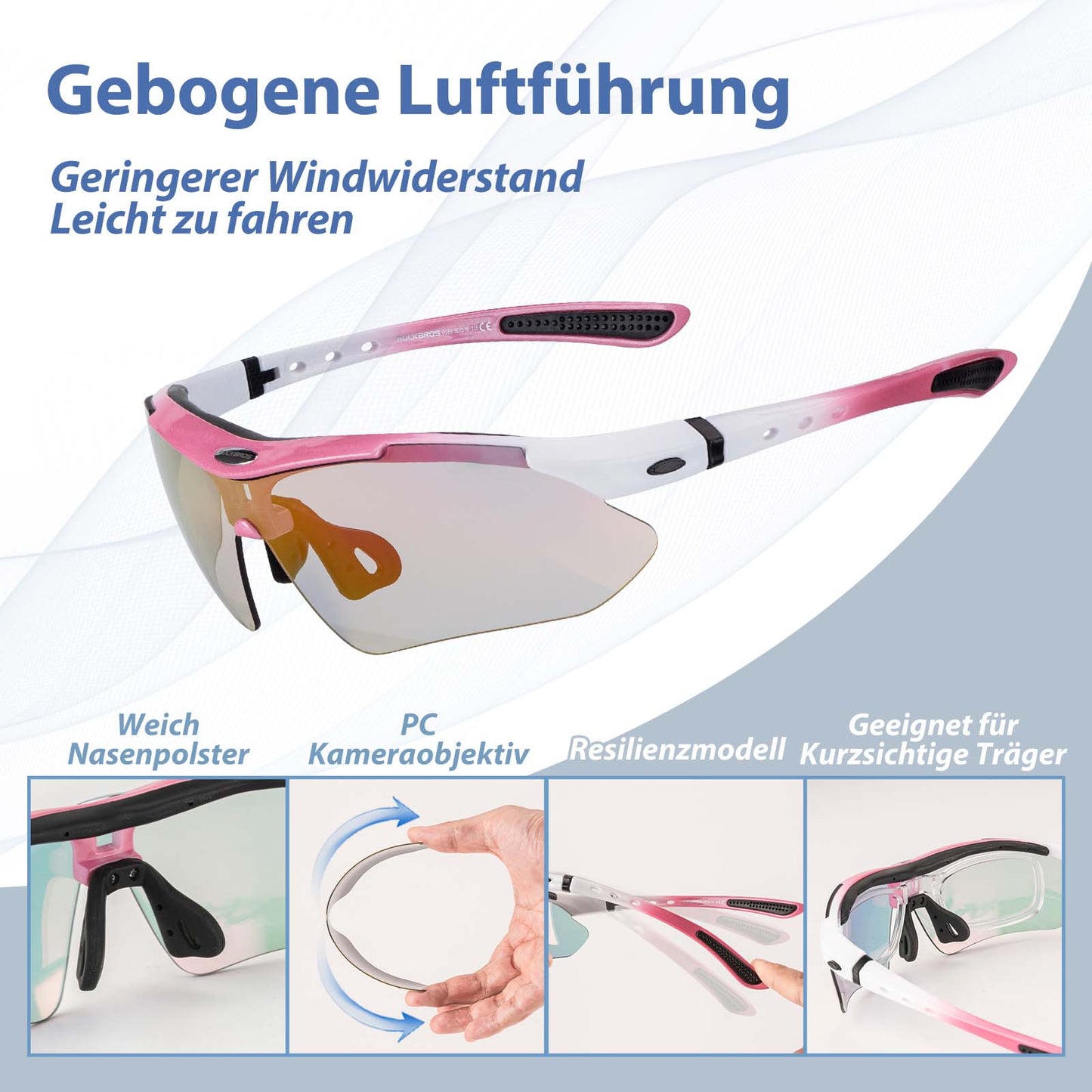 Fahrradbrille Selbsttönend Brille Sonnenbrille UV 400 Schutz ROCKBROS