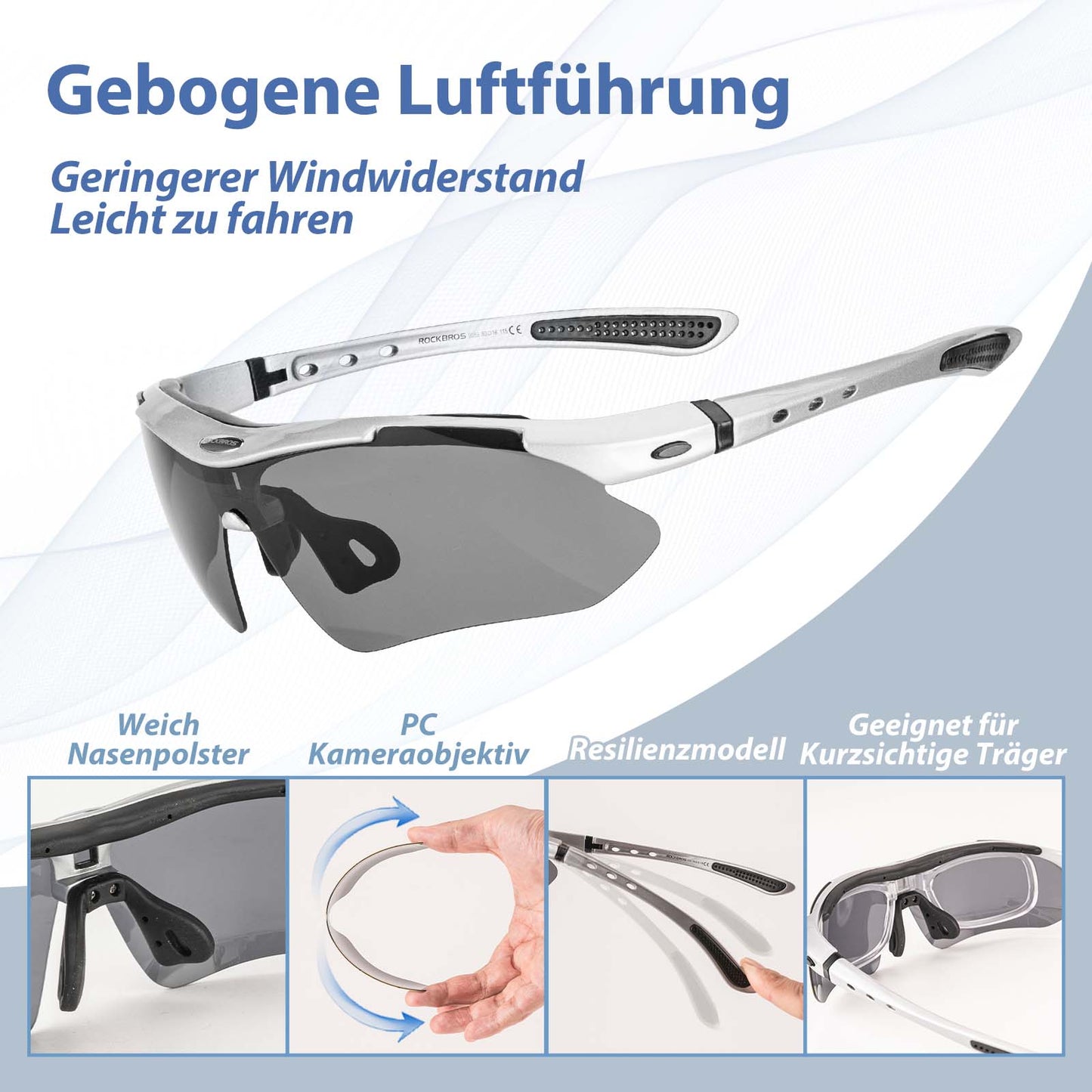 Fahrradbrille Selbsttönend Brille Sonnenbrille UV 400 Schutz ROCKBROS