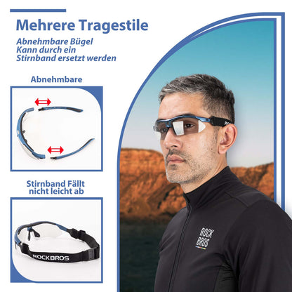 Fahrradbrille Selbsttönend Brille Sonnenbrille UV 400 Schutz ROCKBROS