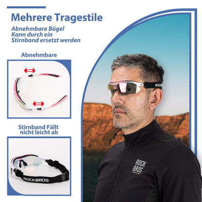 Fahrradbrille Selbsttönend Brille Sonnenbrille UV 400 Schutz ROCKBROS