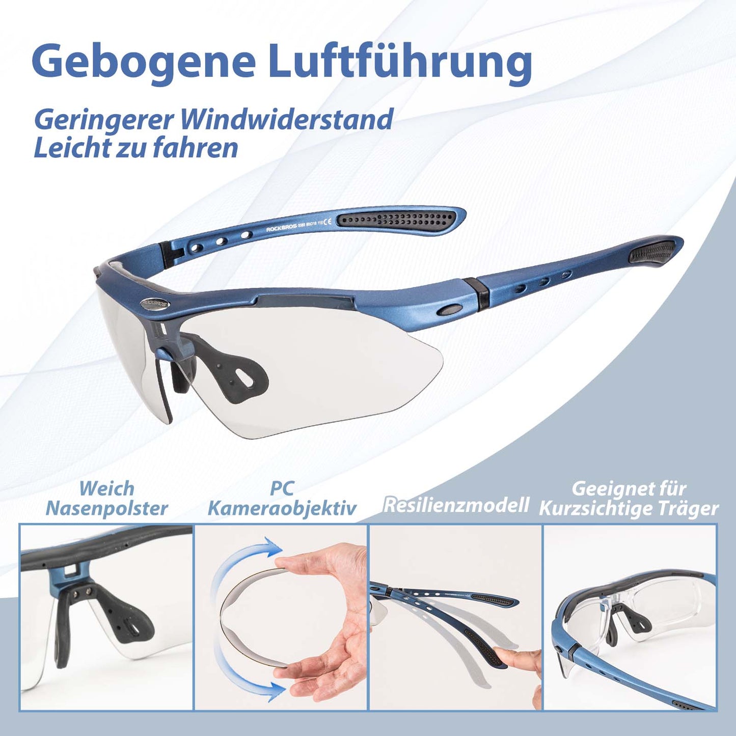 Fahrradbrille Selbsttönend Brille Sonnenbrille UV 400 Schutz ROCKBROS