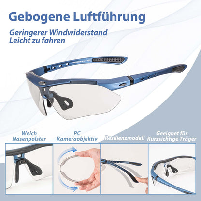 Fahrradbrille Selbsttönend Brille Sonnenbrille UV 400 Schutz ROCKBROS
