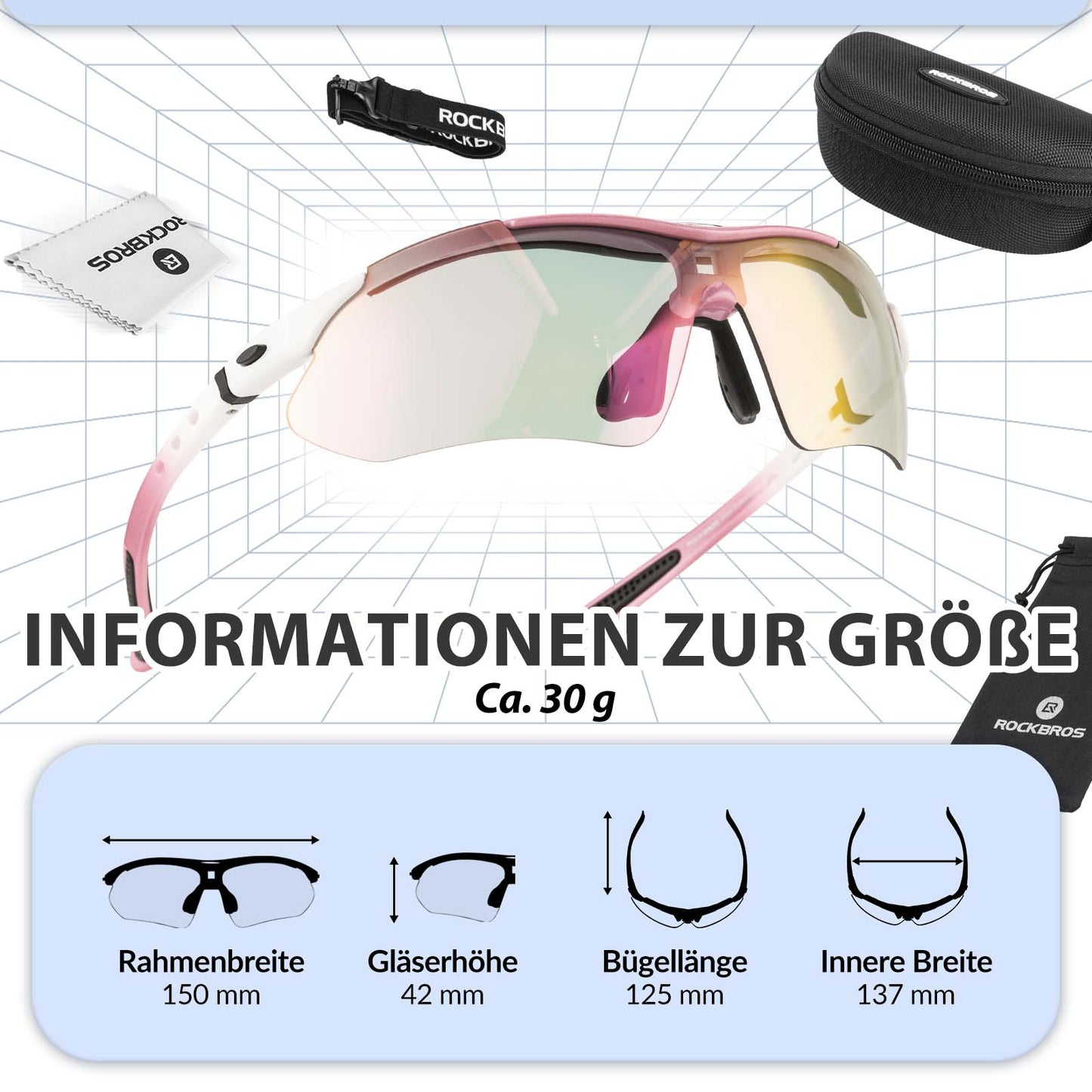 Fahrradbrille Selbsttönend Brille Sonnenbrille UV 400 Schutz ROCKBROS