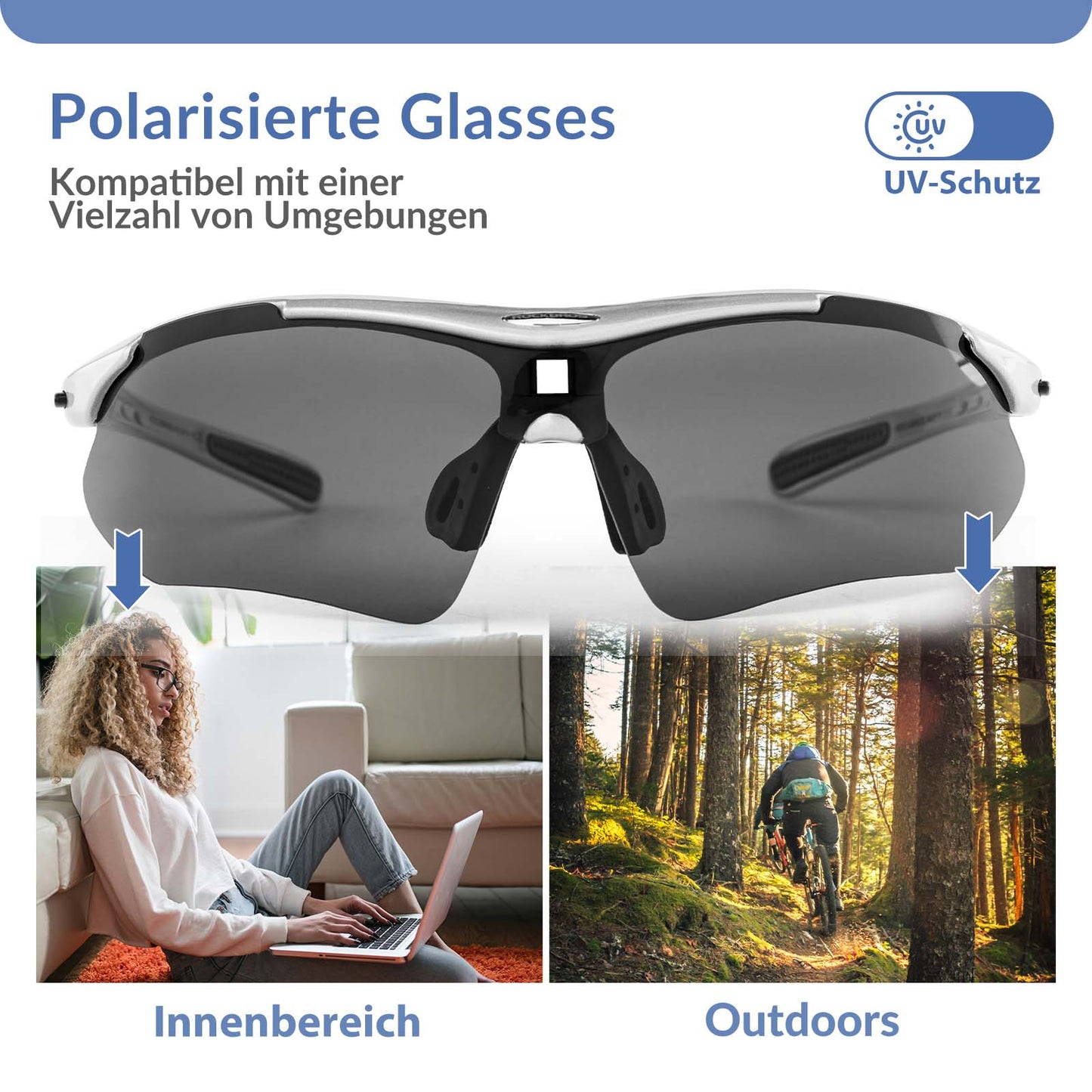 Fahrradbrille Selbsttönend Brille Sonnenbrille UV 400 Schutz ROCKBROS