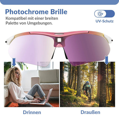 Fahrradbrille Selbsttönend Brille Sonnenbrille UV 400 Schutz ROCKBROS