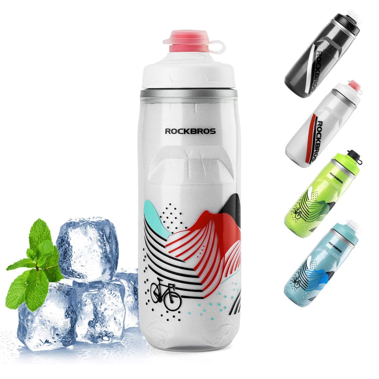 Fahrradflasche 620 ml Sportflasche mit 5 Stunden Kühlhaltefunktion ROCKBROS
