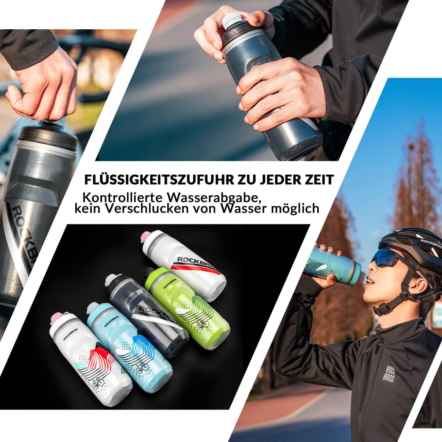 Fahrradflasche 620 ml Sportflasche mit 5 Stunden Kühlhaltefunktion ROCKBROS