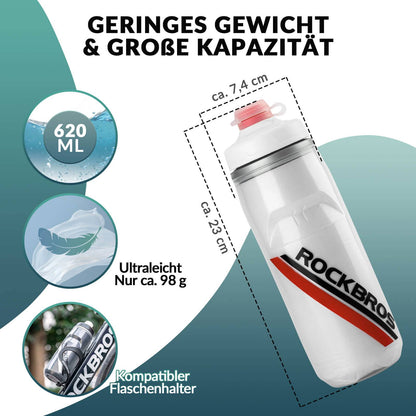 Fahrradflasche 620 ml Sportflasche mit 5 Stunden Kühlhaltefunktion ROCKBROS
