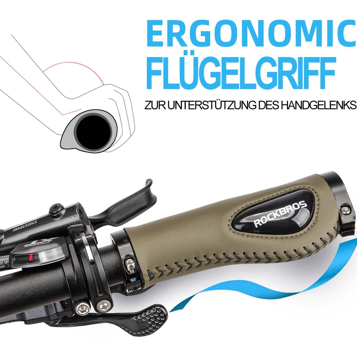 Fahrradgriffe Ledergriffe für Lenker mit 22,2 mm Durchmesser ROCKBROS