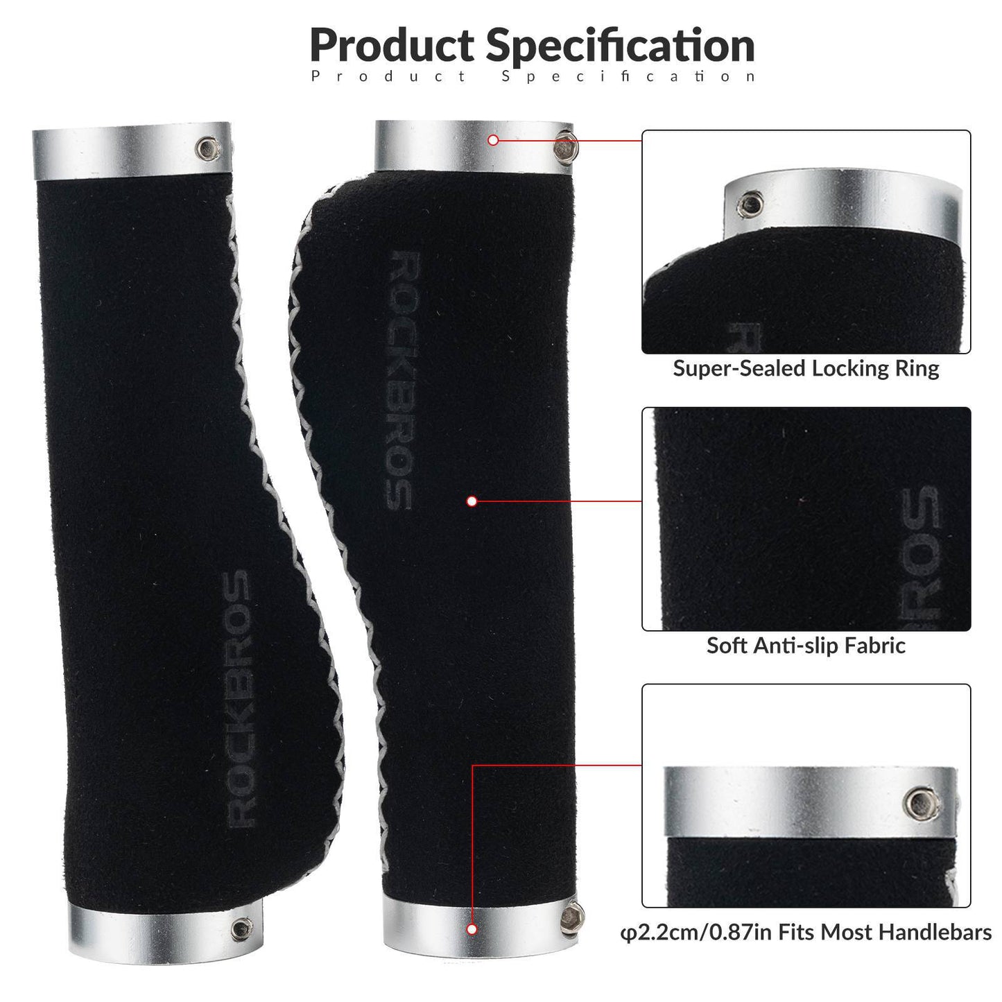 Fahrradgriffe Ledergriffe für Lenker mit 22,2 mm Durchmesser ROCKBROS