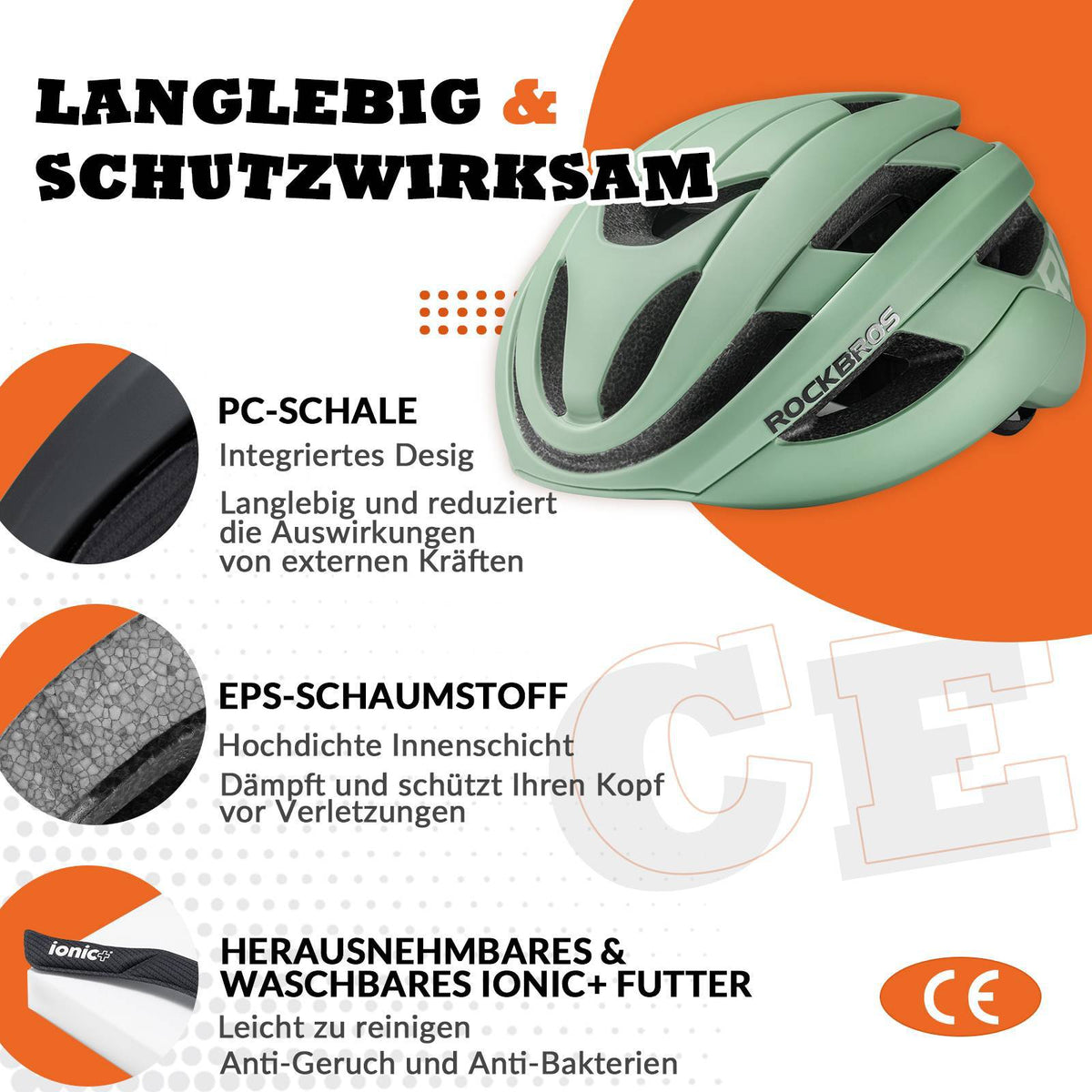 ROCKBROS Fahrradhelm Sport Mountainbike Schutzhelm Atmungsaktiv 54-58cm