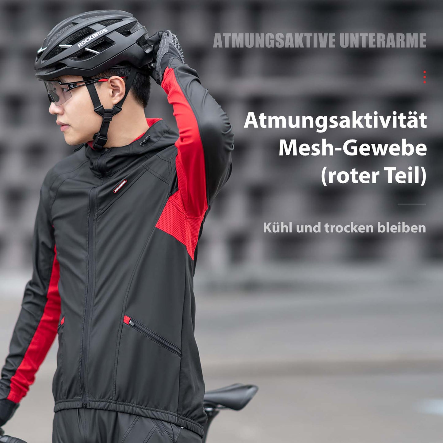 Fahrradjacke Herren Winter Winddicht Softshelljacke Schwarz ROCKBROS
