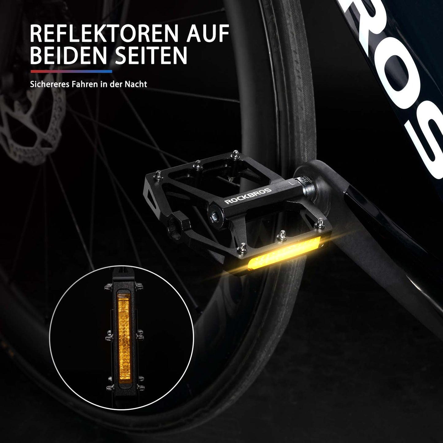 Fahrradpedale mit Reflektoren aus Aluminiumlegierung 9/16 Zoll ROCKBROS