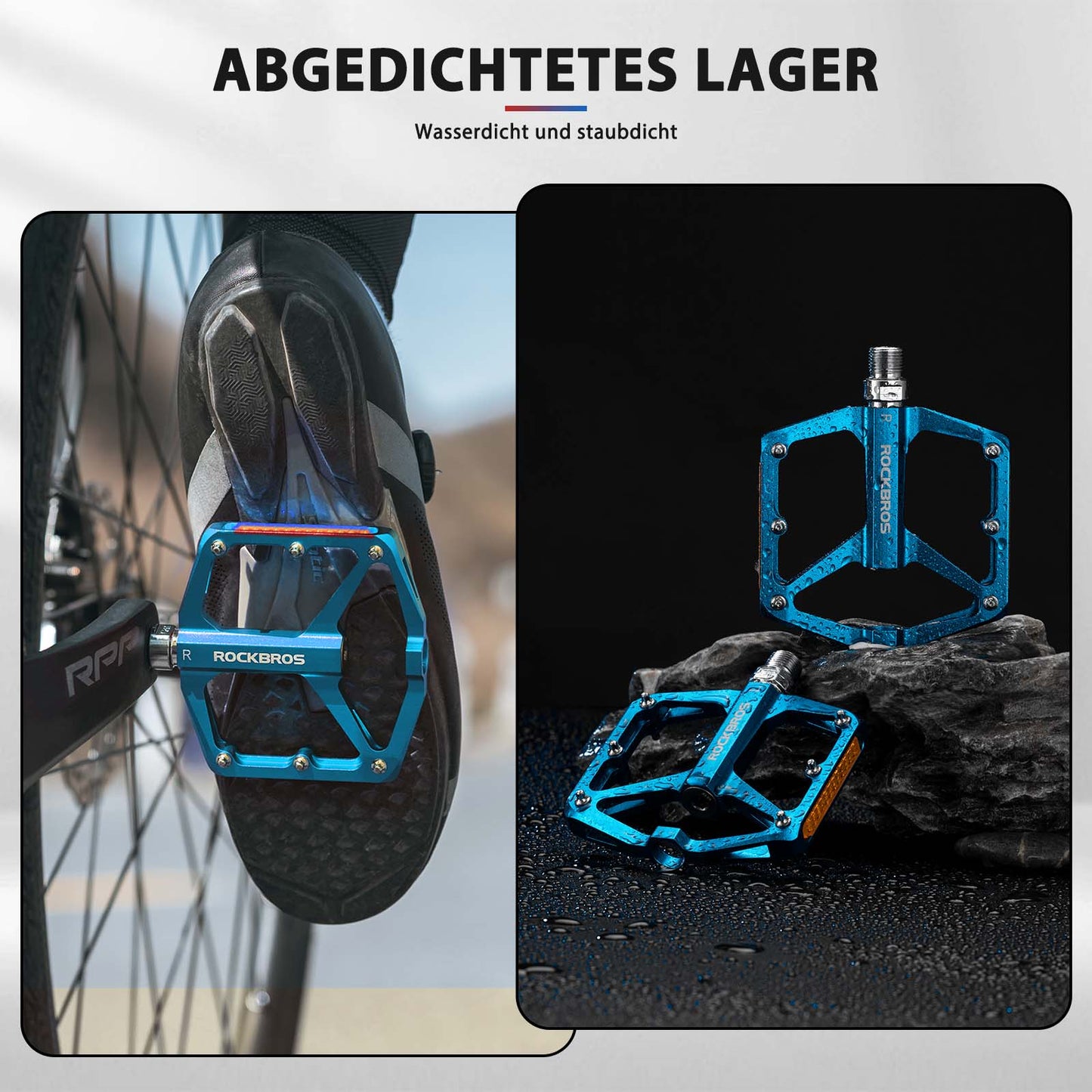 Fahrradpedale mit Reflektoren aus Aluminiumlegierung 9/16 Zoll ROCKBROS