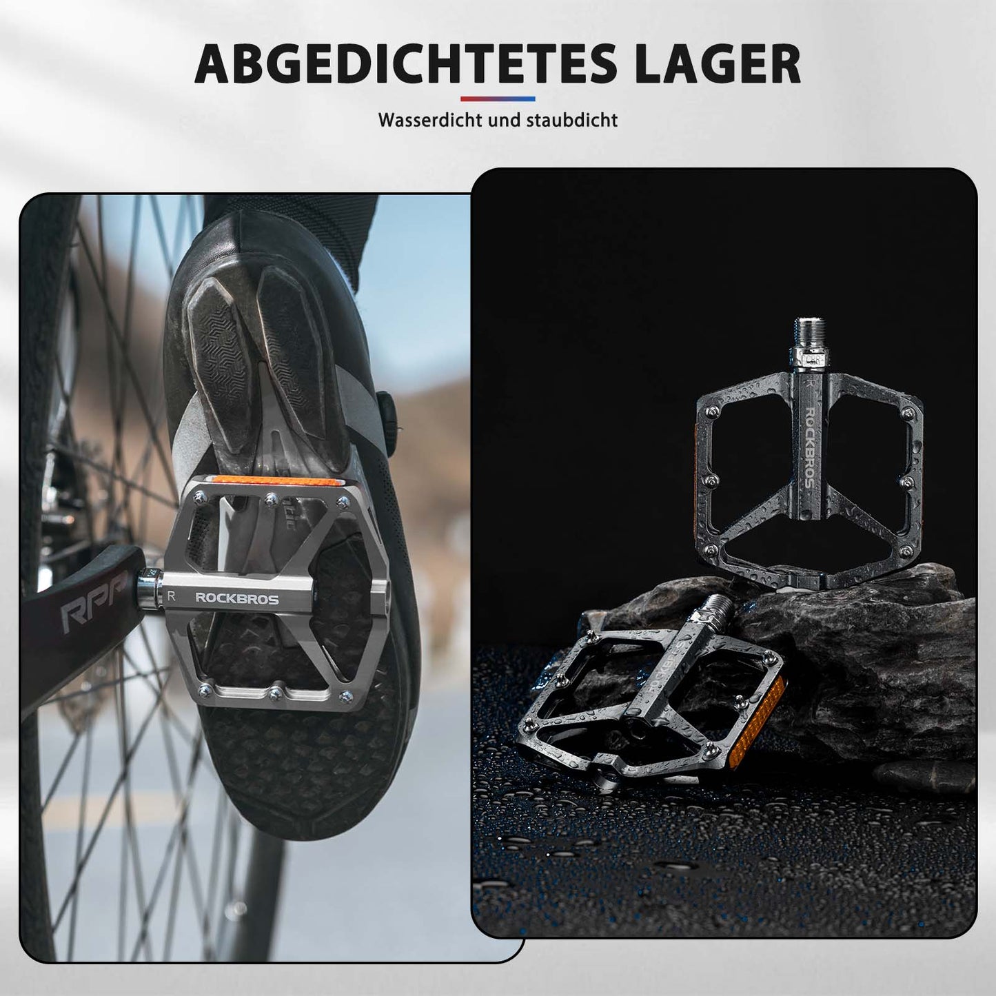 Fahrradpedale mit Reflektoren aus Aluminiumlegierung 9/16 Zoll ROCKBROS