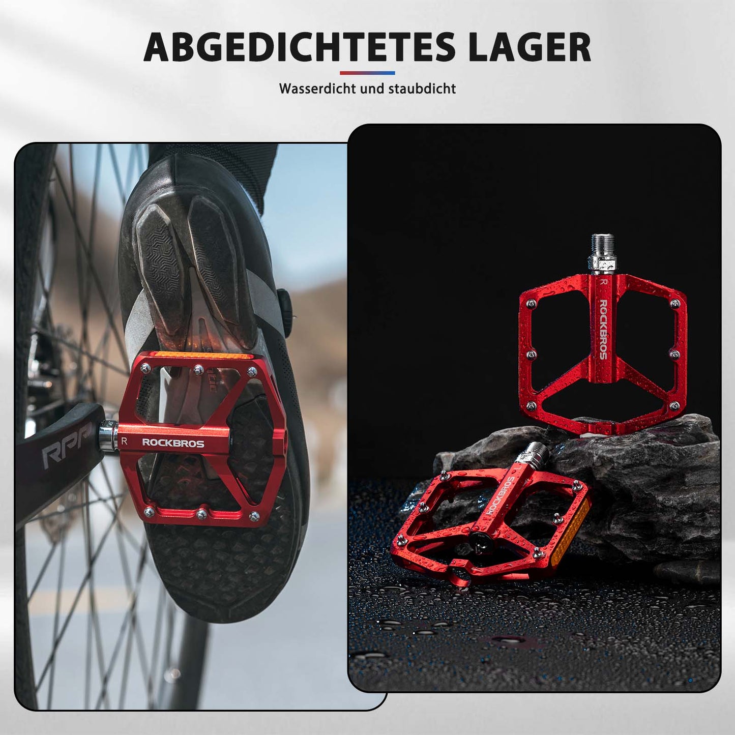 Fahrradpedale mit Reflektoren aus Aluminiumlegierung 9/16 Zoll ROCKBROS