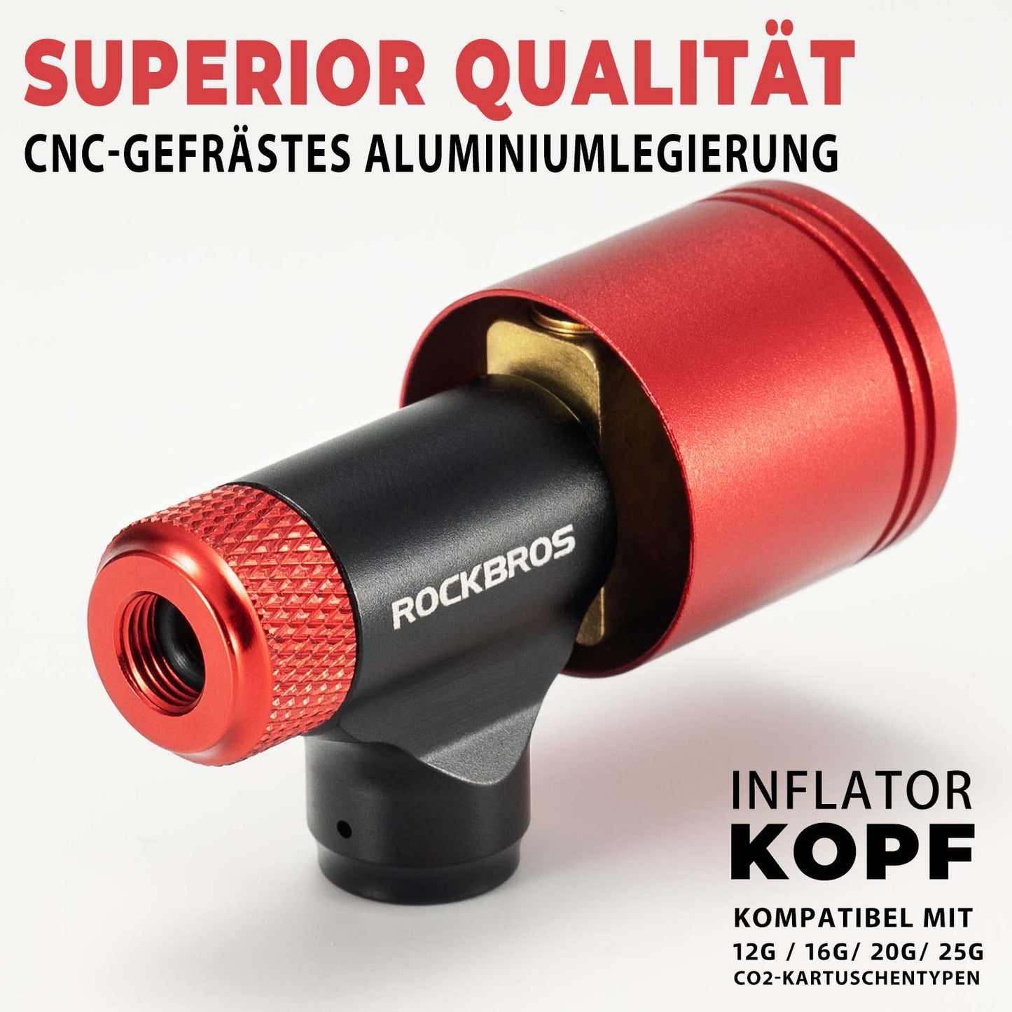 Fahrradpumpe CO2 Kartuschenpumpe Minipumpe mit Druckdosierventil ROCKBROS