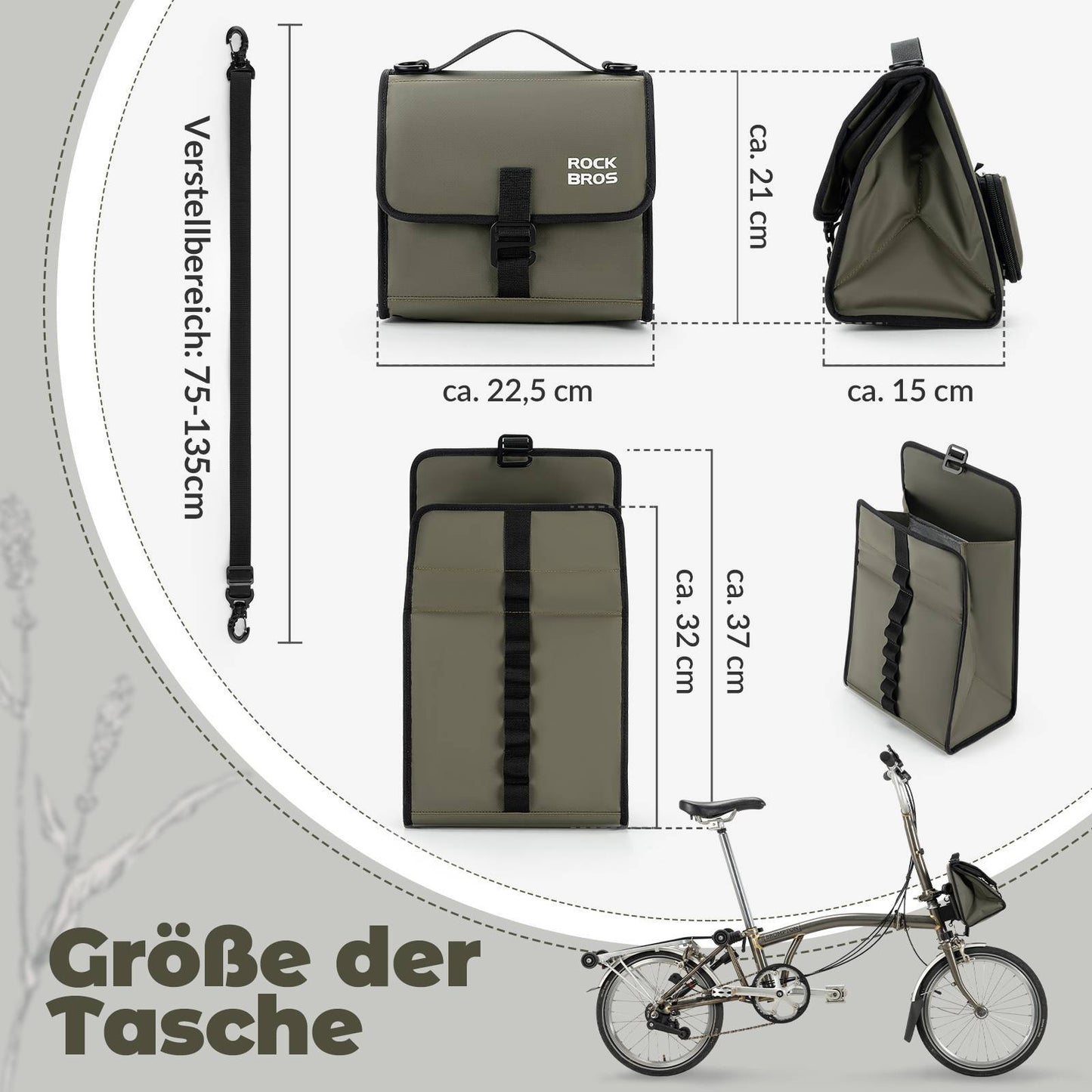 Fahrradtasche Lenkertasche Fronttasche mit Schultergurt ROCKBROS