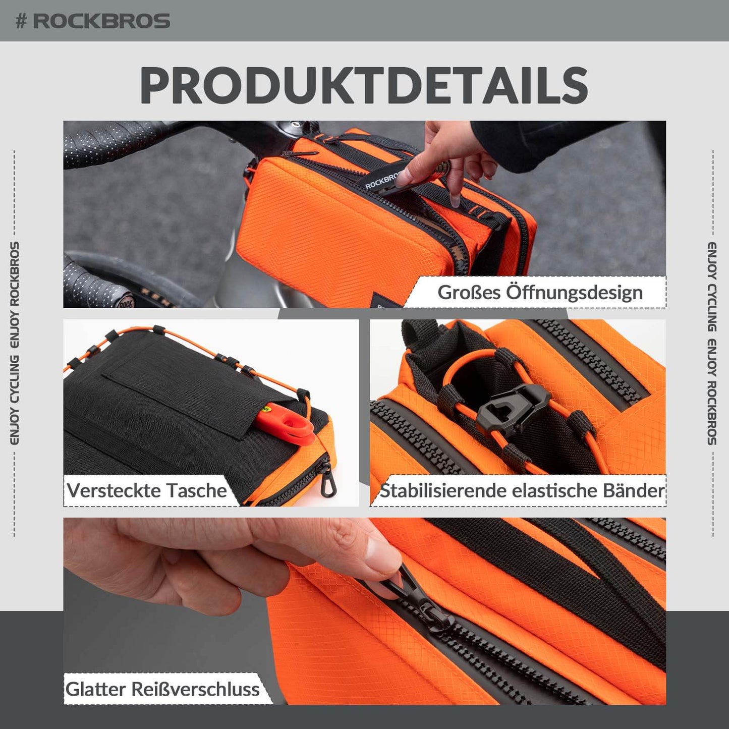 Fahrradtasche Rahmentasche mit Schultergurt Oberrohrtasche ROCKBROS