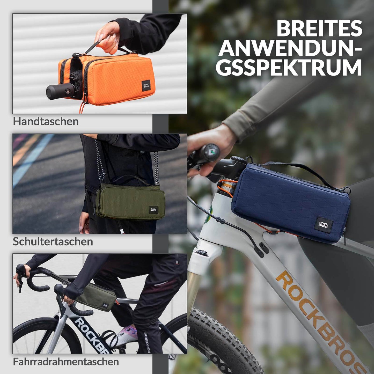 Fahrradtasche Rahmentasche mit Schultergurt Oberrohrtasche ROCKBROS