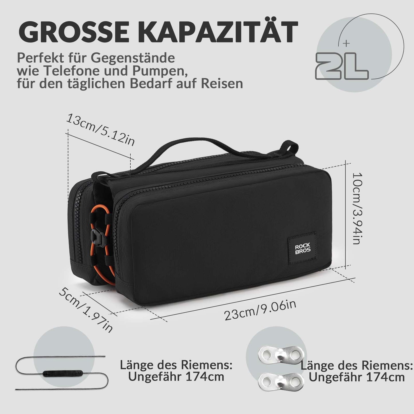 Fahrradtasche Rahmentasche mit Schultergurt Oberrohrtasche ROCKBROS