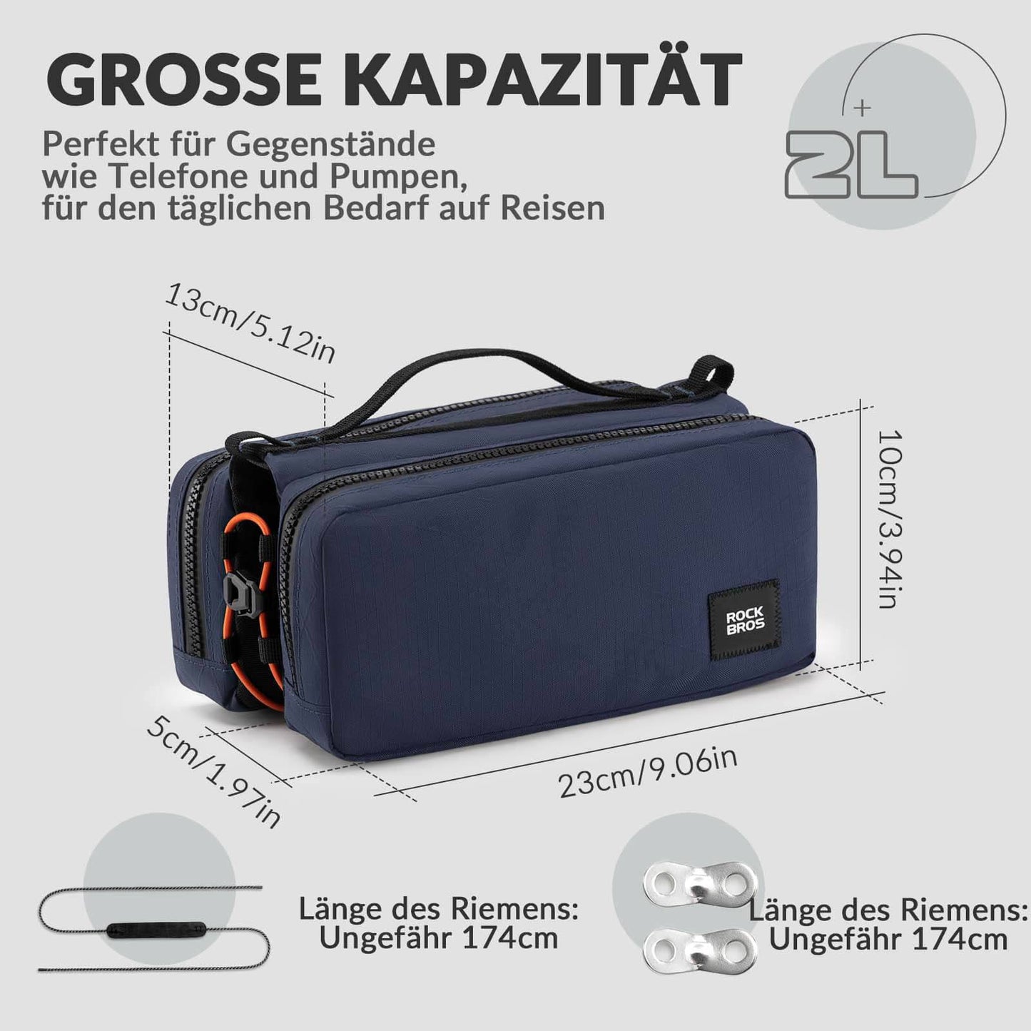 Fahrradtasche Rahmentasche mit Schultergurt Oberrohrtasche ROCKBROS